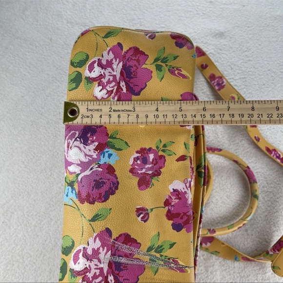 Betsey Johnson Be Mine Quilted Floral Mustard Shoulder Crossbody Handbag Boho - Picture 13 of 15